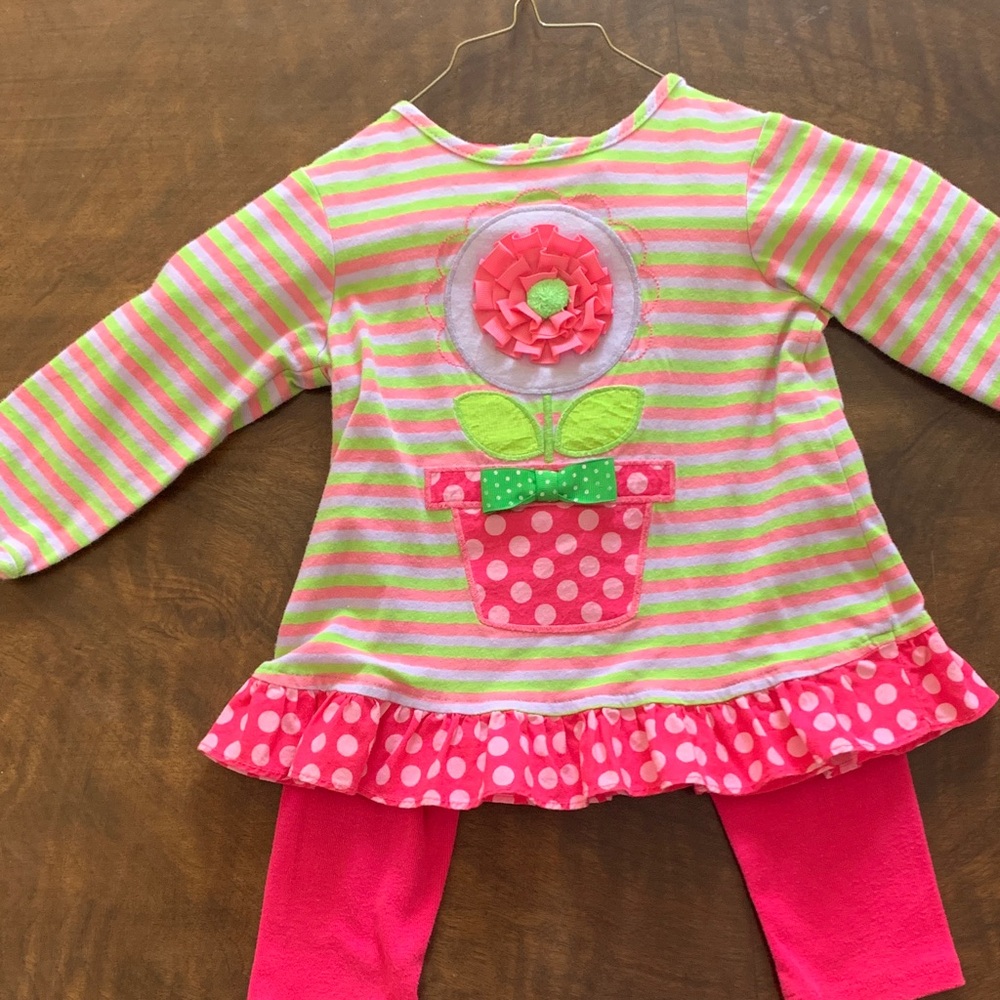 Striped Floral Toddler Set Long Sleeve Shirt and Pants